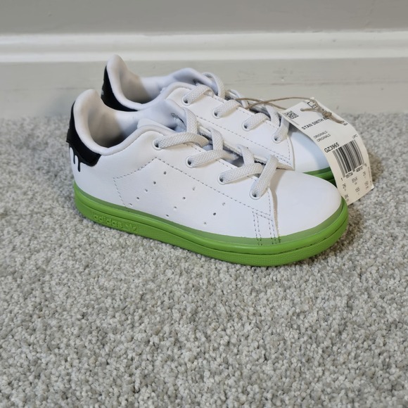 Adidas‎ Stan Smith C Paint Drip Little Kids Shoes 9K Cloud White-Solid Green - Picture 1 of 8